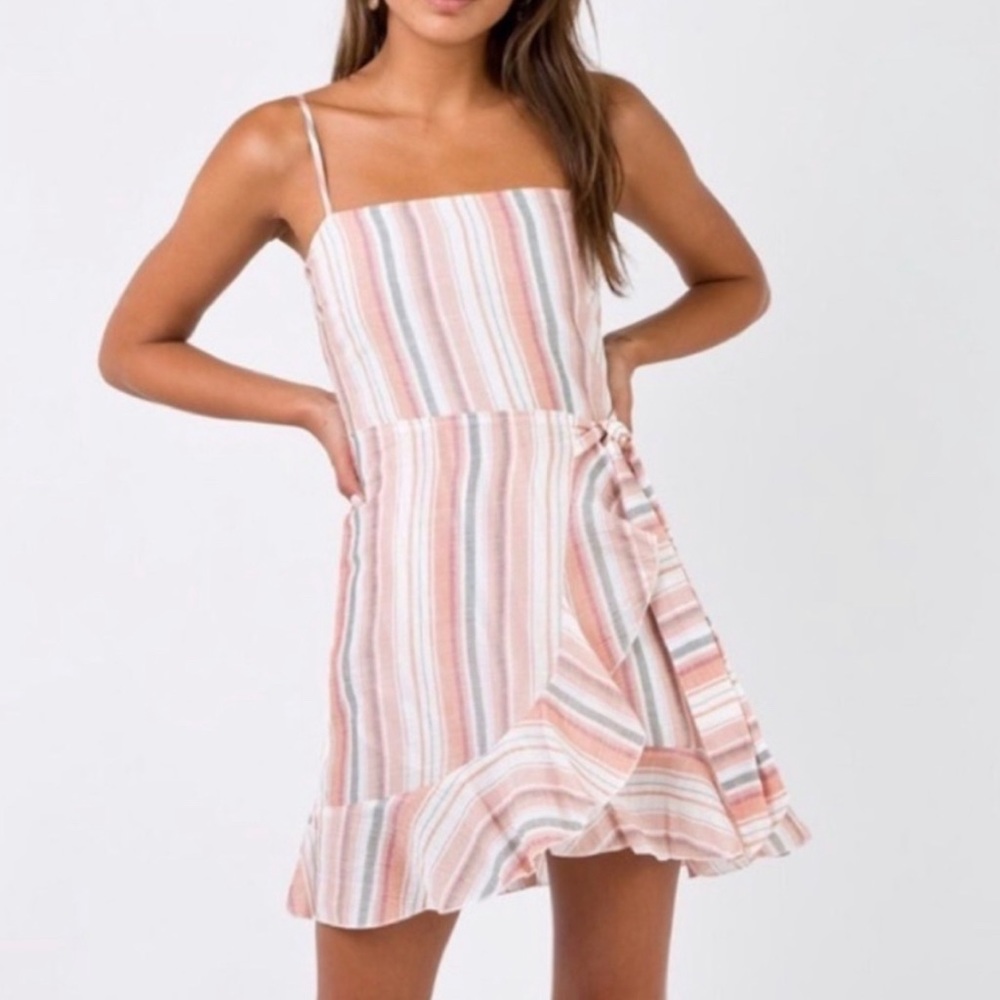 Princess polly stripped mini wrap dress